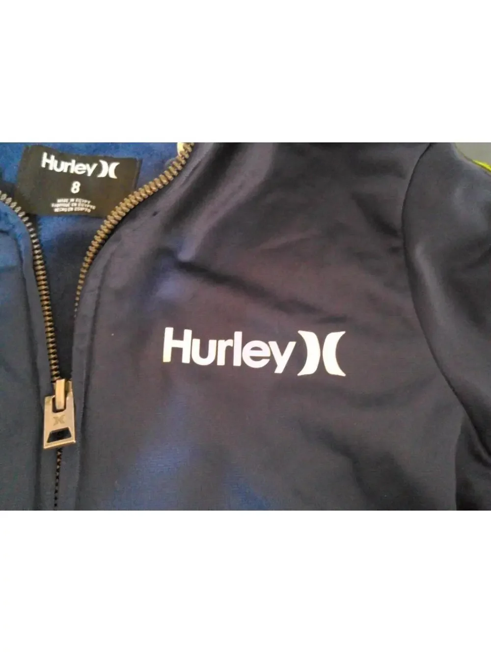 Hurley Boys Navy Blue Zip Up Track‎ Jacket with Logo Sleeve size 8